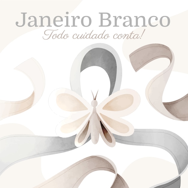 Illustration Aquarelle Janeiro Branco