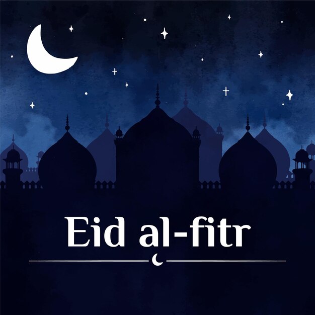 Illustration aquarelle peinte à la main eid al-fitr