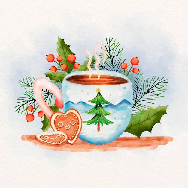 Illustration Aquarelle Pour La Célébration De La Saison D'hiver