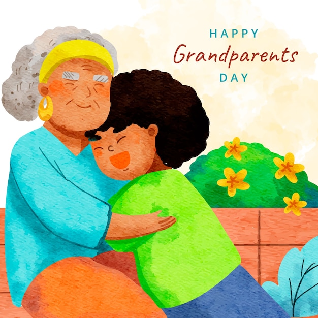 Vecteur gratuit illustration aquarelle pour la fête des grands-parents