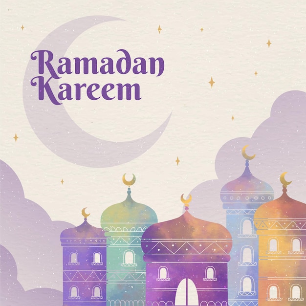 Vecteur gratuit illustration aquarelle ramadan kareem
