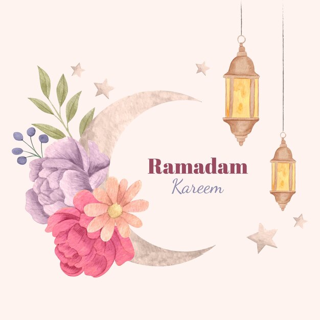 Illustration aquarelle ramadan kareem