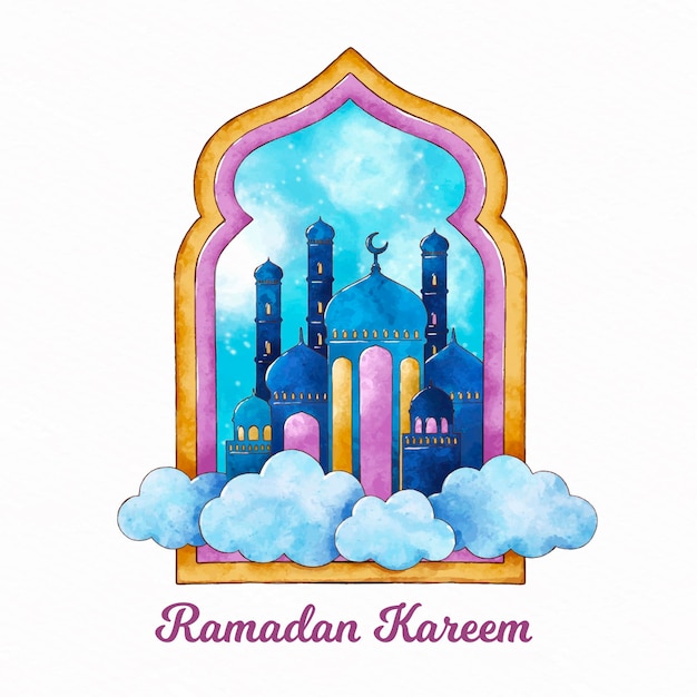 Illustration Aquarelle Ramadan Kareem
