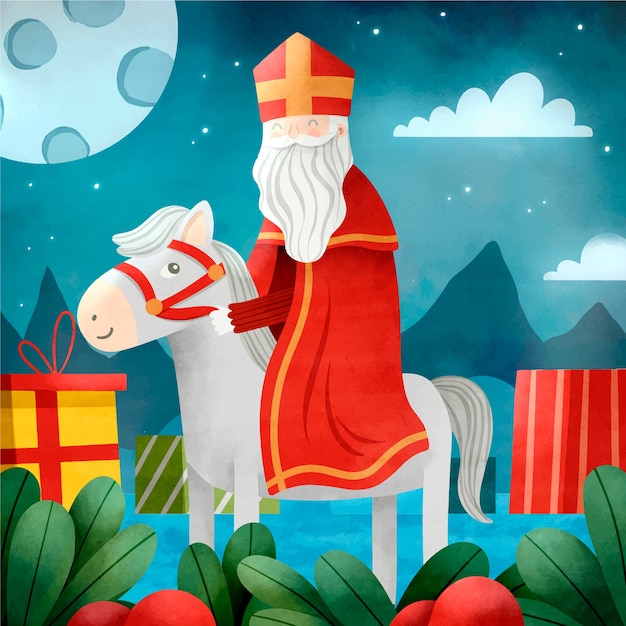 Illustration Aquarelle Sinterklaas