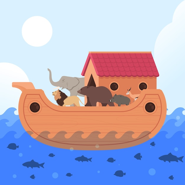 Vecteur gratuit illustration de l'arche de noé dessinée à la main