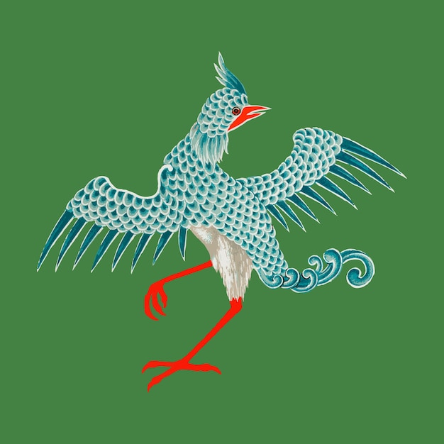 Vecteur gratuit illustration d'art chinois oriental d'oiseau de vecteur