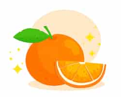 Vecteur gratuit illustration d'art de dessin animé de dessin animé de fruit orange logo