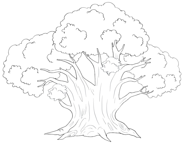 Vecteur gratuit l'illustration artistique de la ligne d'arbre majestueuse