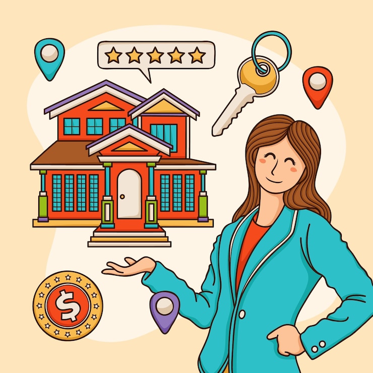 Vecteur gratuit illustration d'assistance de l'agent immobilier