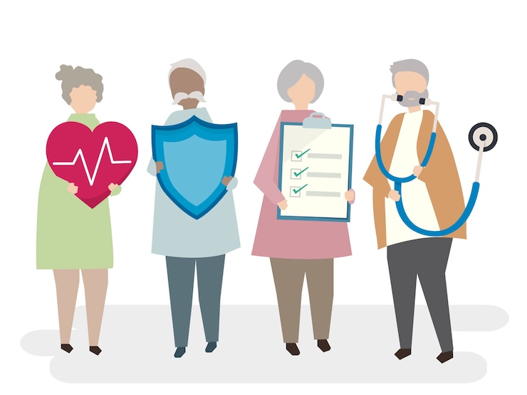 Vecteur gratuit illustration de l&#39;assurance vie adulte senior