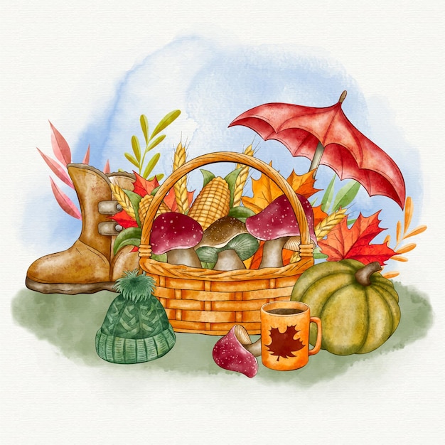 Illustration d'automne aquarelle