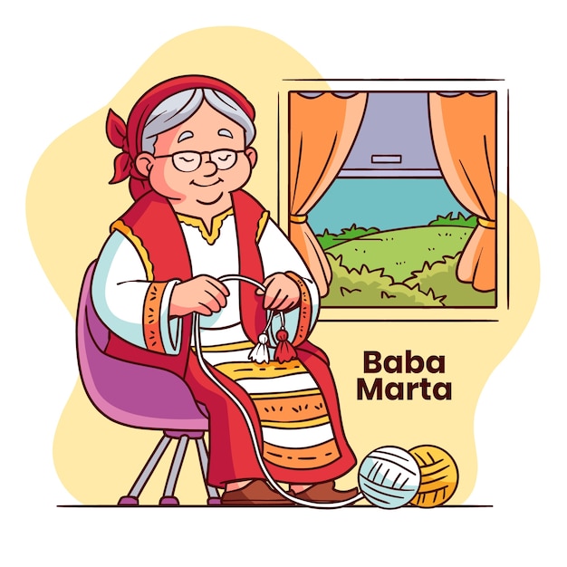 Vecteur gratuit illustration de baba marta dessinée à la main