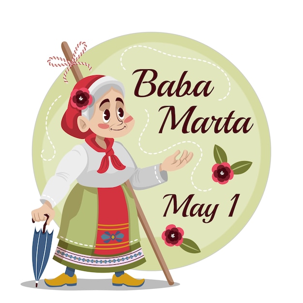 Vecteur gratuit illustration de baba marta plat