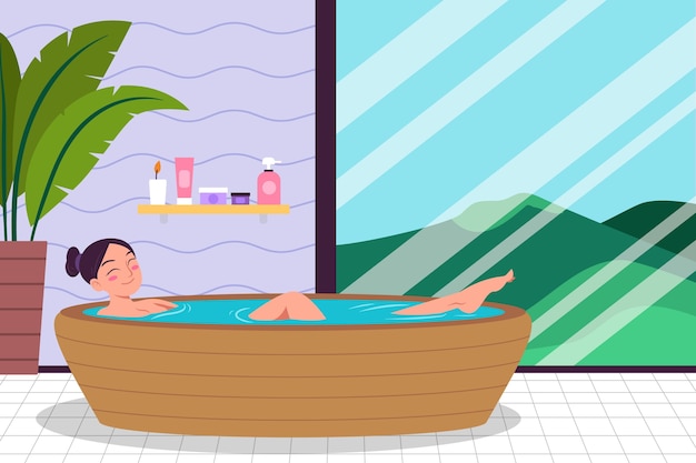 Vecteur gratuit illustration de bain à remous spa