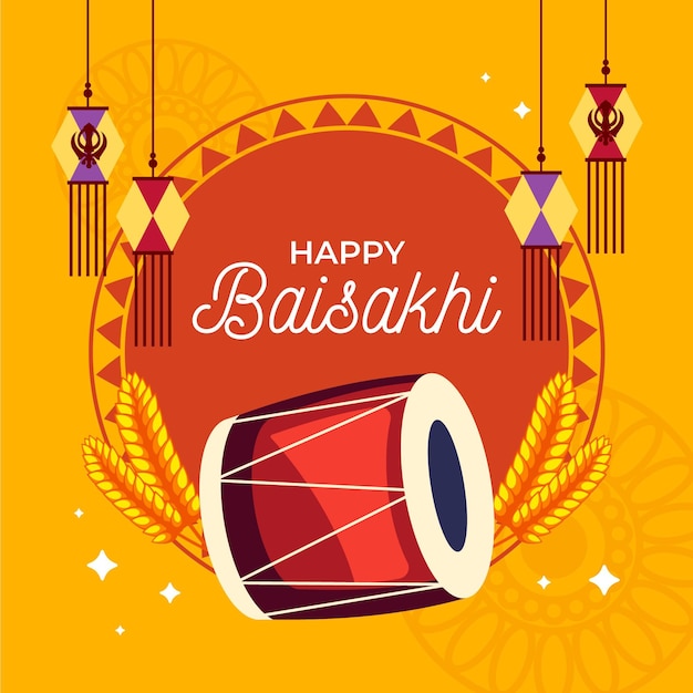 Vecteur gratuit illustration de baisakhi plat