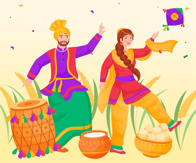 Vecteur gratuit illustration de baisakhi plat