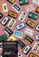 Vecteur gratuit illustration de bande de cassette rétro vintage