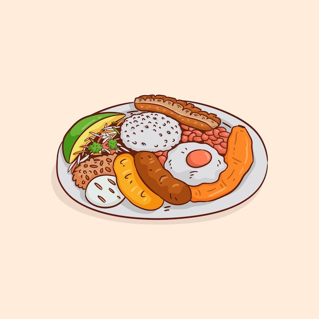 Vecteur gratuit illustration de bandeja paisa dessinée à la main