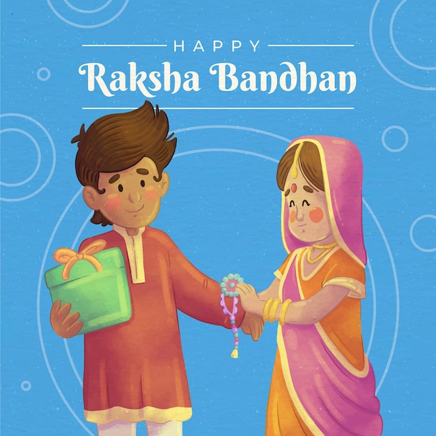 Illustration De Bandhan Raksha Aquarelle Peinte à La Main