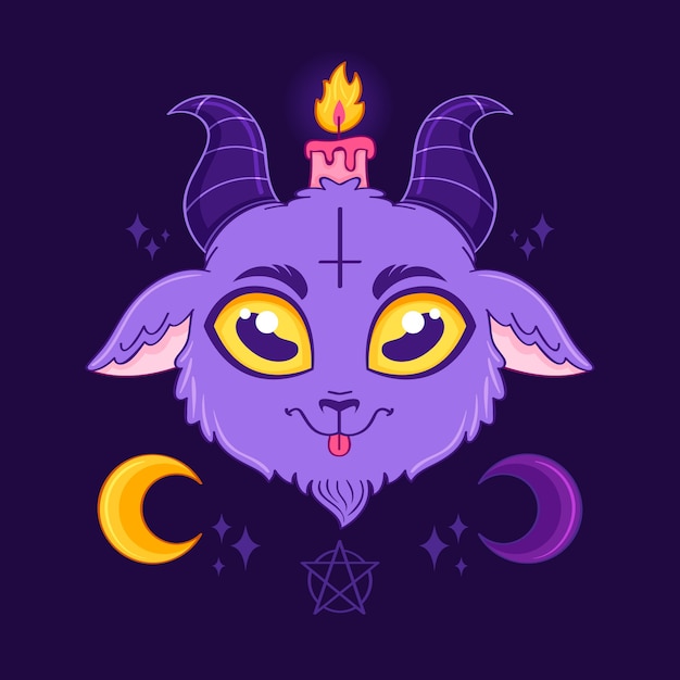 Vecteur gratuit illustration de baphomet dessiné à la main