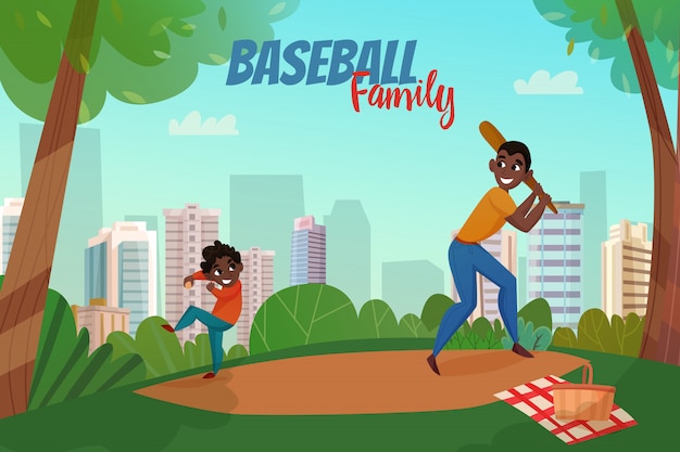 Vecteur gratuit illustration de baseball de paternité