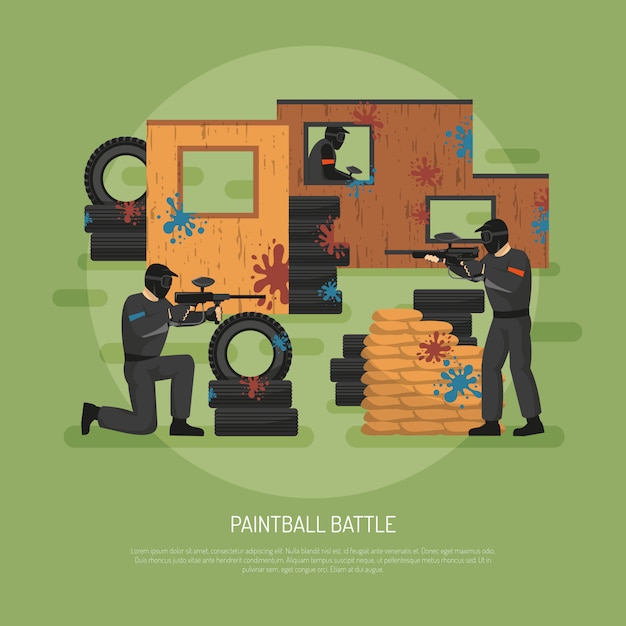 Vecteur gratuit illustration de bataille de paintball