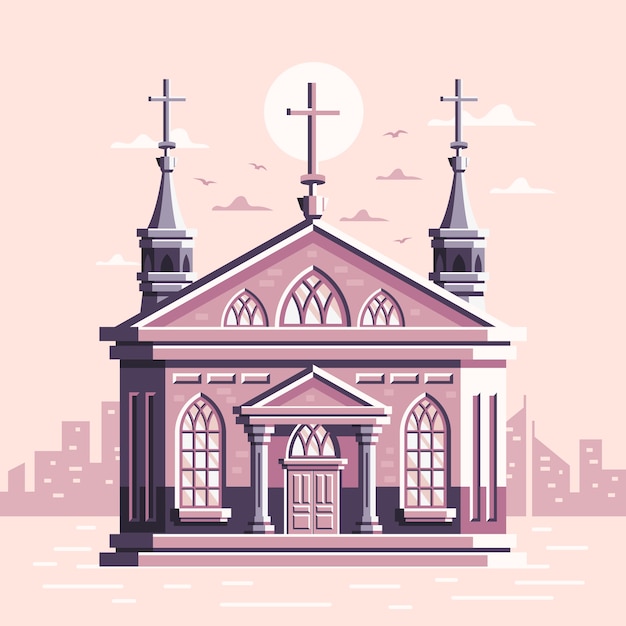 Vecteur gratuit illustration de bâtiment d'église design plat
