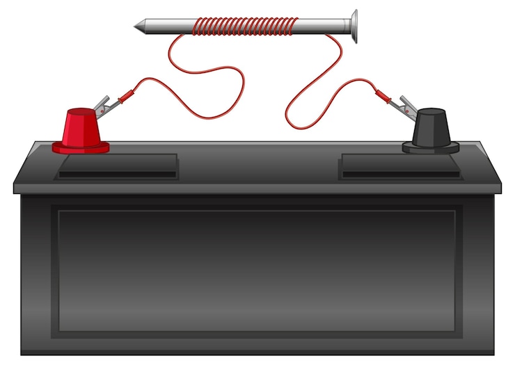Vecteur gratuit illustration de la batterie et de l'électromagnétisme