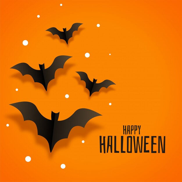 Illustration de battes en papier origami pour joyeux halloween