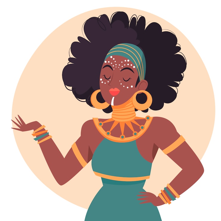Vecteur gratuit illustration de beauté ethnique dessinée à la main
