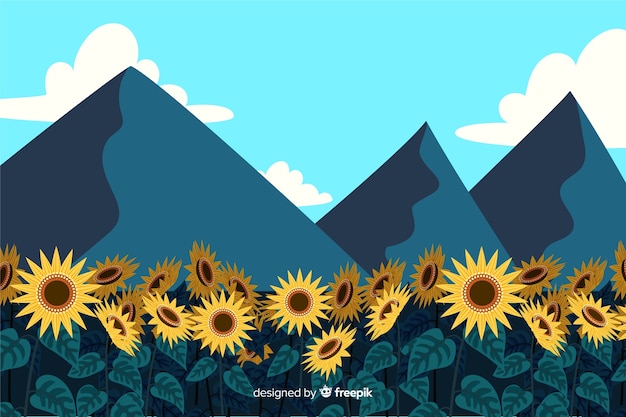 Vecteur gratuit illustration de beaux paysages naturels avec des montagnes