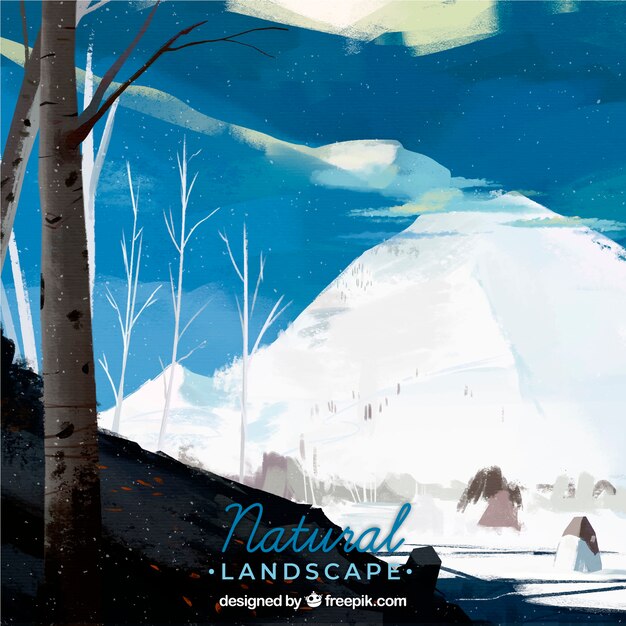 Illustration de beaux paysages naturels avec des montagnes