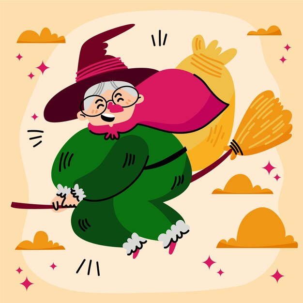 Illustration de befana dessinée à la main