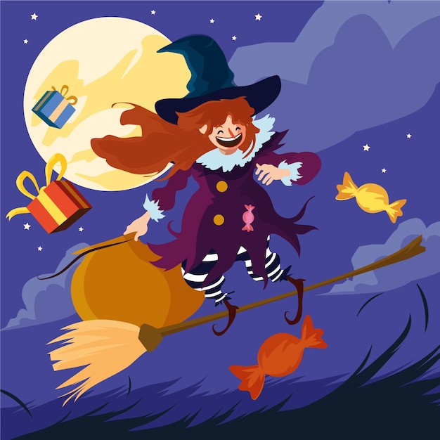 Vecteur gratuit illustration de befana plat