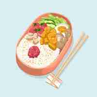 Vecteur gratuit illustration de bento umeboshi dessiné à la main