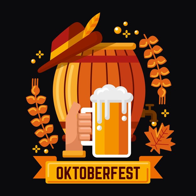 Illustration de bière événement oktoberfest dessiné à la main