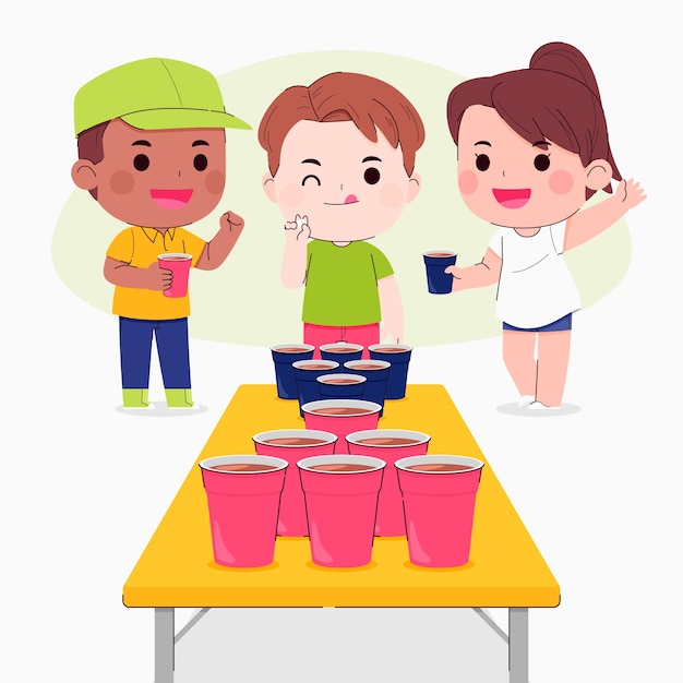 Vecteur gratuit illustration de bière-pong design plat