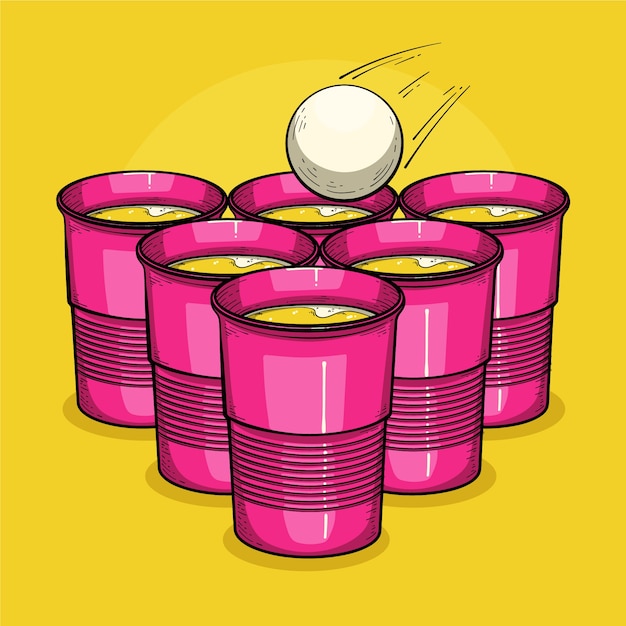 Illustration De Bière-pong Dessinée à La Main