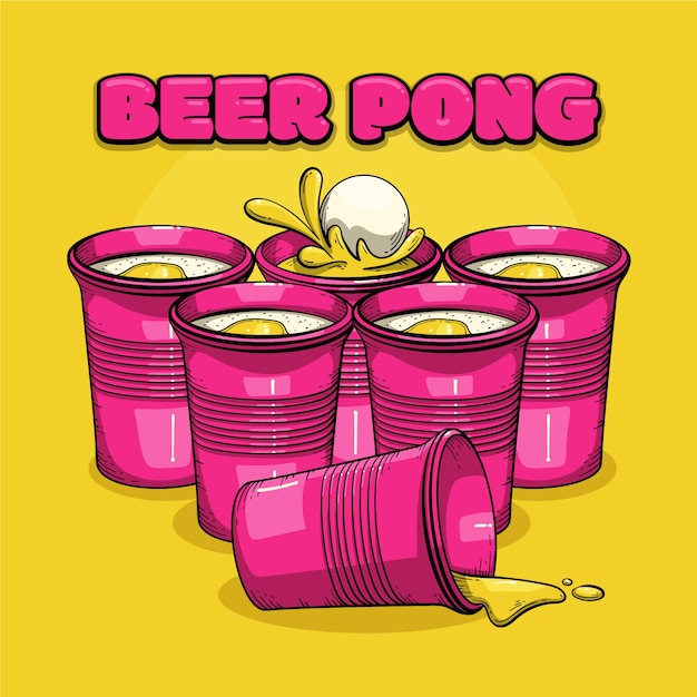 Illustration de bière-pong dessinée à la main