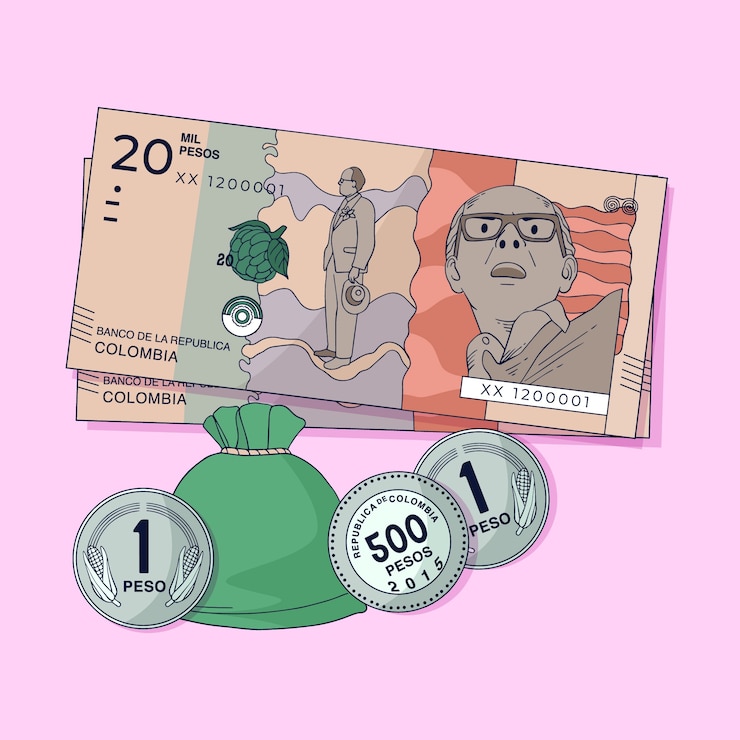 Vecteur gratuit illustration de billets de peso colombien dessinés à la main
