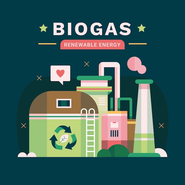 Vecteur gratuit illustration de biogaz de l'industrie