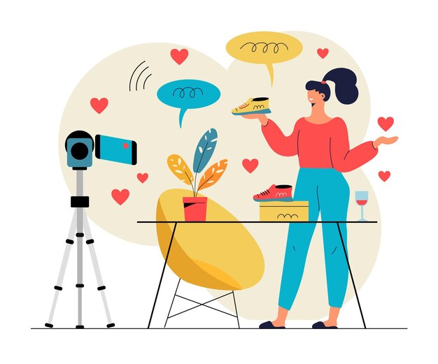 Illustration de blogging vidéo d'influenceur