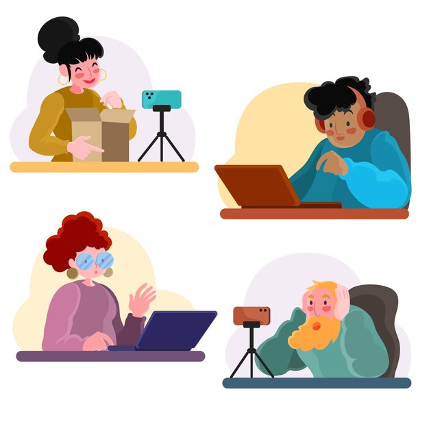 Illustration de blogueurs dessinés à la main