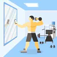 Vecteur gratuit illustration de bodybuilder narciss