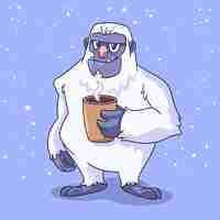 Vecteur gratuit illustration de bonhomme de neige abominable yeti dessiné à la main