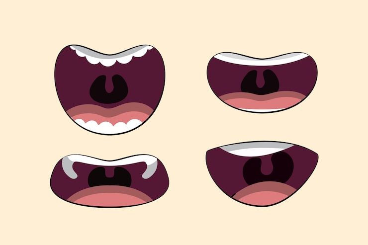 Vecteur gratuit illustration de bouche ouverte dessin animé dessiné à la main
