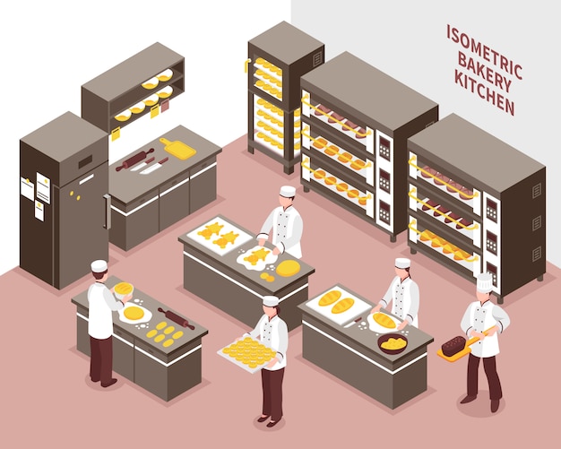 Vecteur gratuit illustration de la boulangerie isométrique