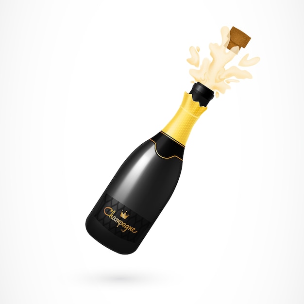 Vecteur gratuit illustration de bouteille de champagne explosion