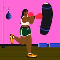 Vecteur gratuit illustration de boxe femme dessinée à la main