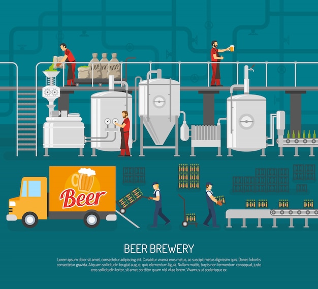 Vecteur gratuit illustration de la brasserie et de la bière